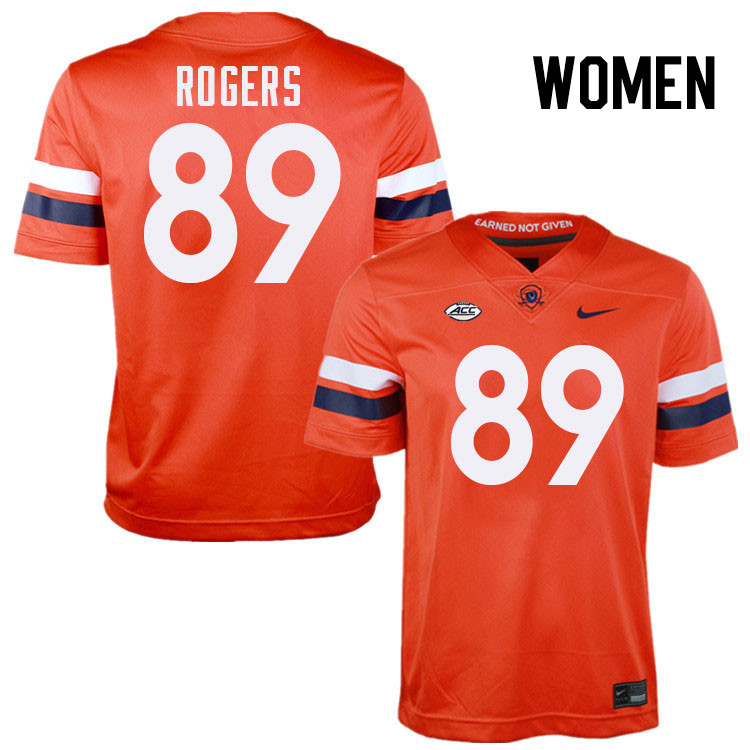 Women Virginia Cavaliers #89 John Rogers College Football Jerseys Stitched-Orange